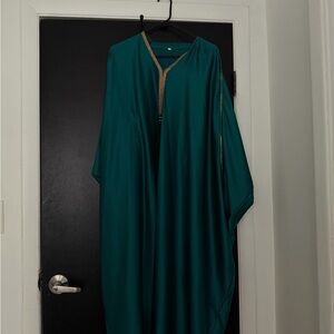 Arab/Pakistani/ Indian Elegant Teal Kaftan with Gold Trim